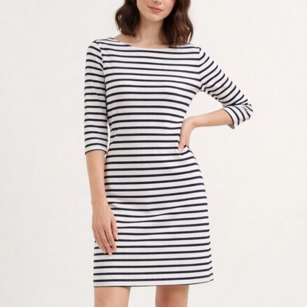 Saint James Propriano Striped Dress Women's XS Navy White 3 4 Sleeve France